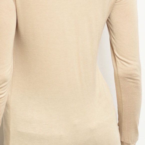 Beige khaki scoop neck long sleeve tunic t-shirt - Picture 7 of 8